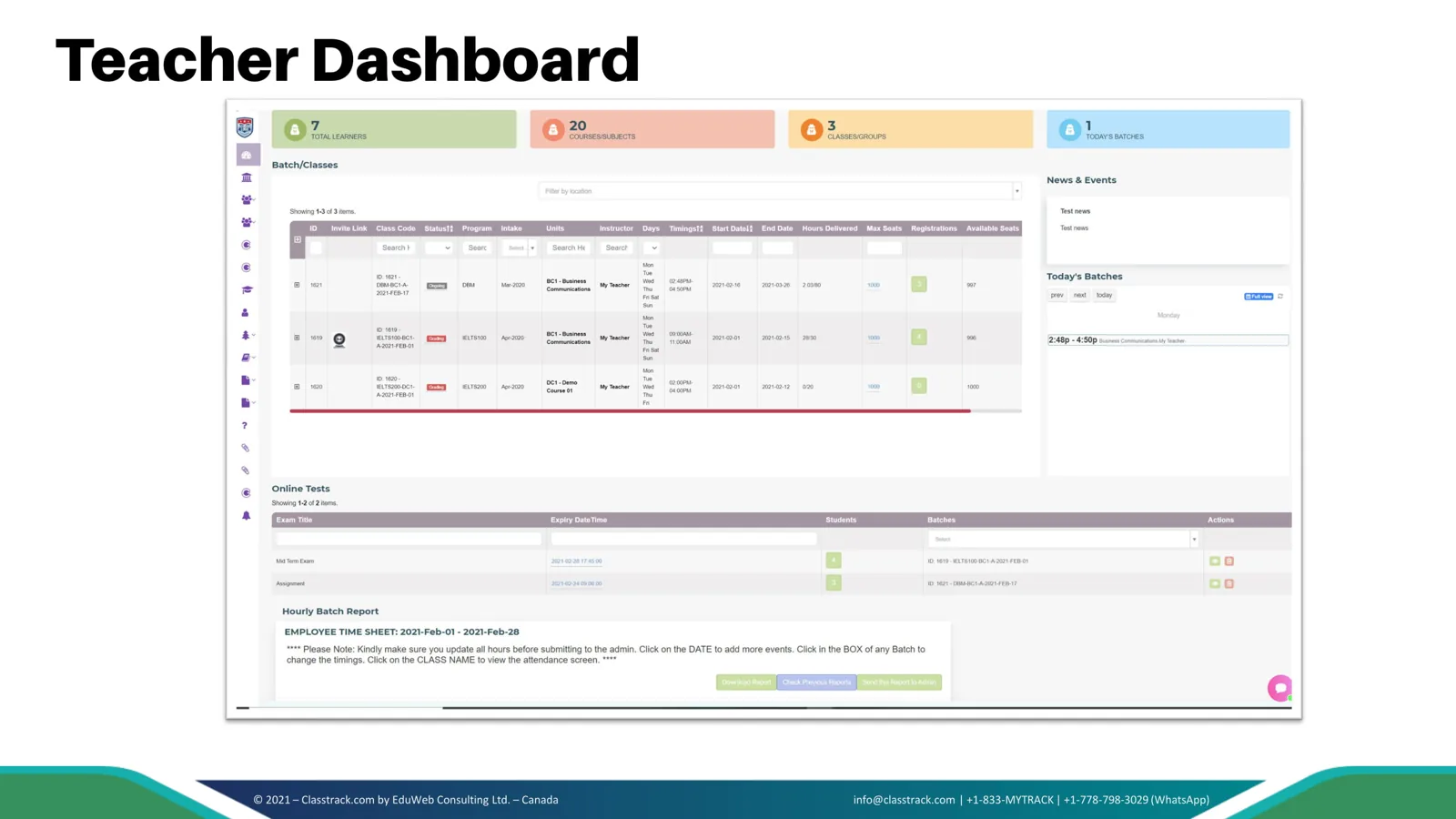 ClassTrack — Teacher dashboard