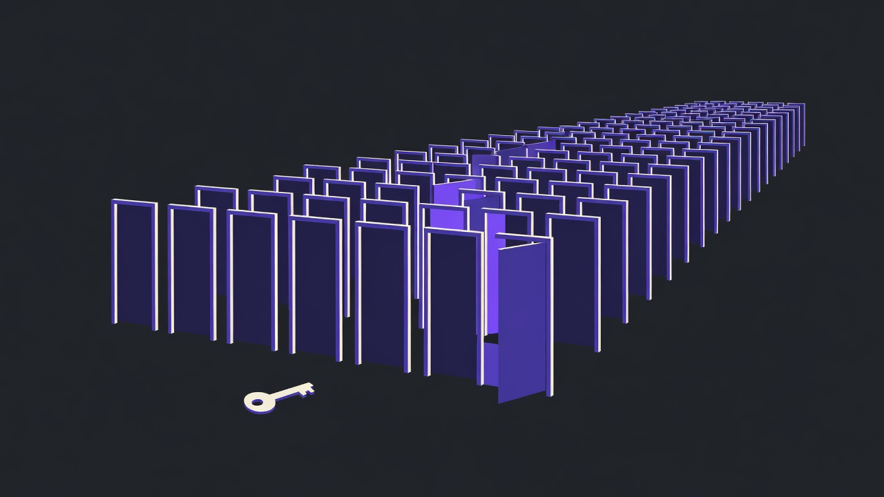 Abstract illustration accompanying Breaking in got cheap. Your unlocked doors just got interesting