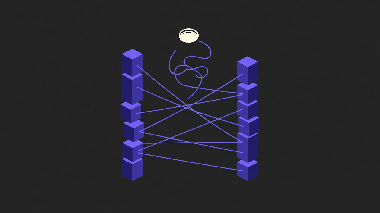 Abstract illustration accompanying The real AI win is boring: back-office work, checked by a person