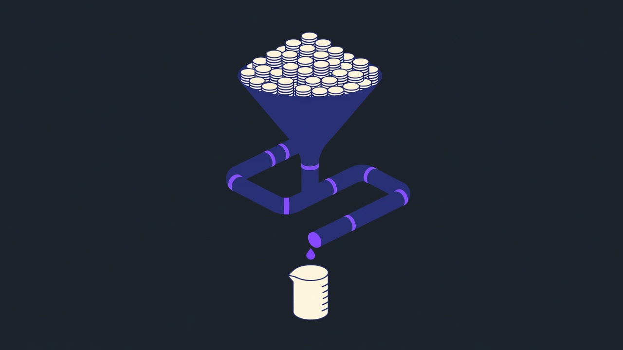 Abstract illustration accompanying Still waiting for the AI payoff, so test small and measure
